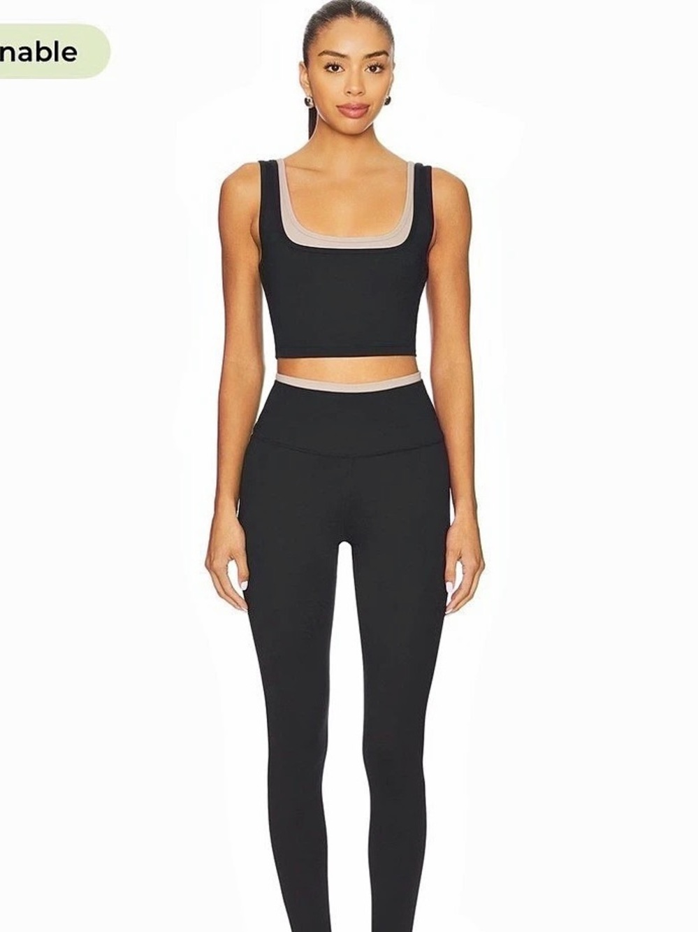 Wellbeing + Wellbeing FlowWell Rainey Tank and leggings in black and driftwood